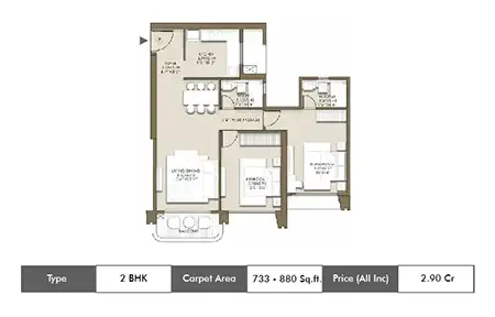 2 BHK-733-880 SqFt