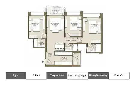 3 BHK-1041   SqFt